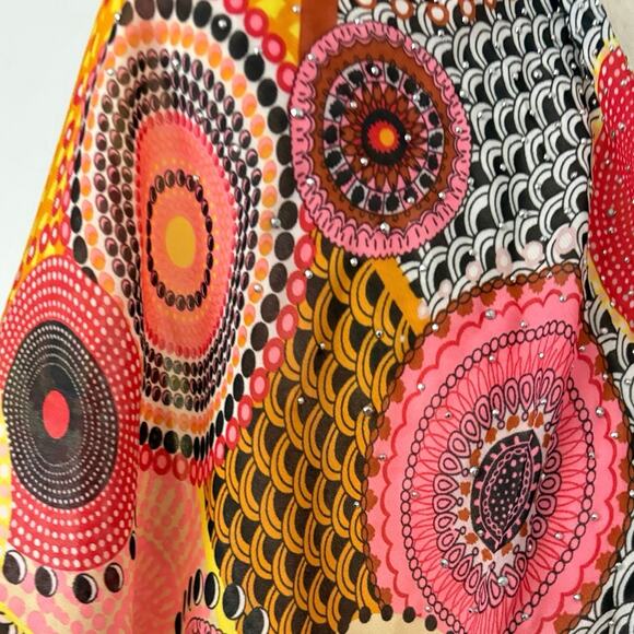 Jessica McClintock Sheer Kimono Wrap Multicolor Boho Circle Print Cover Up - Picture 4 of 9